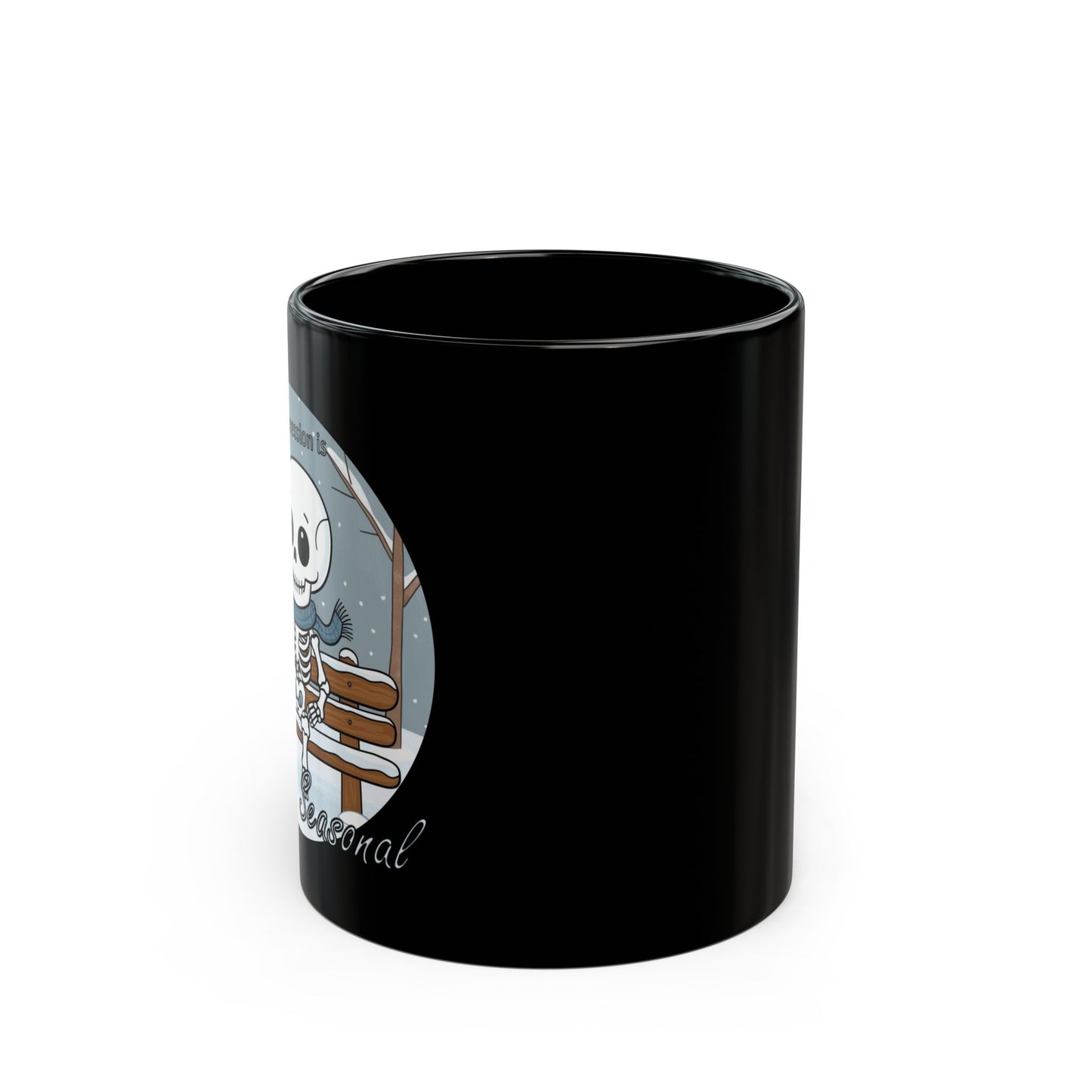 Seasonal black mug,