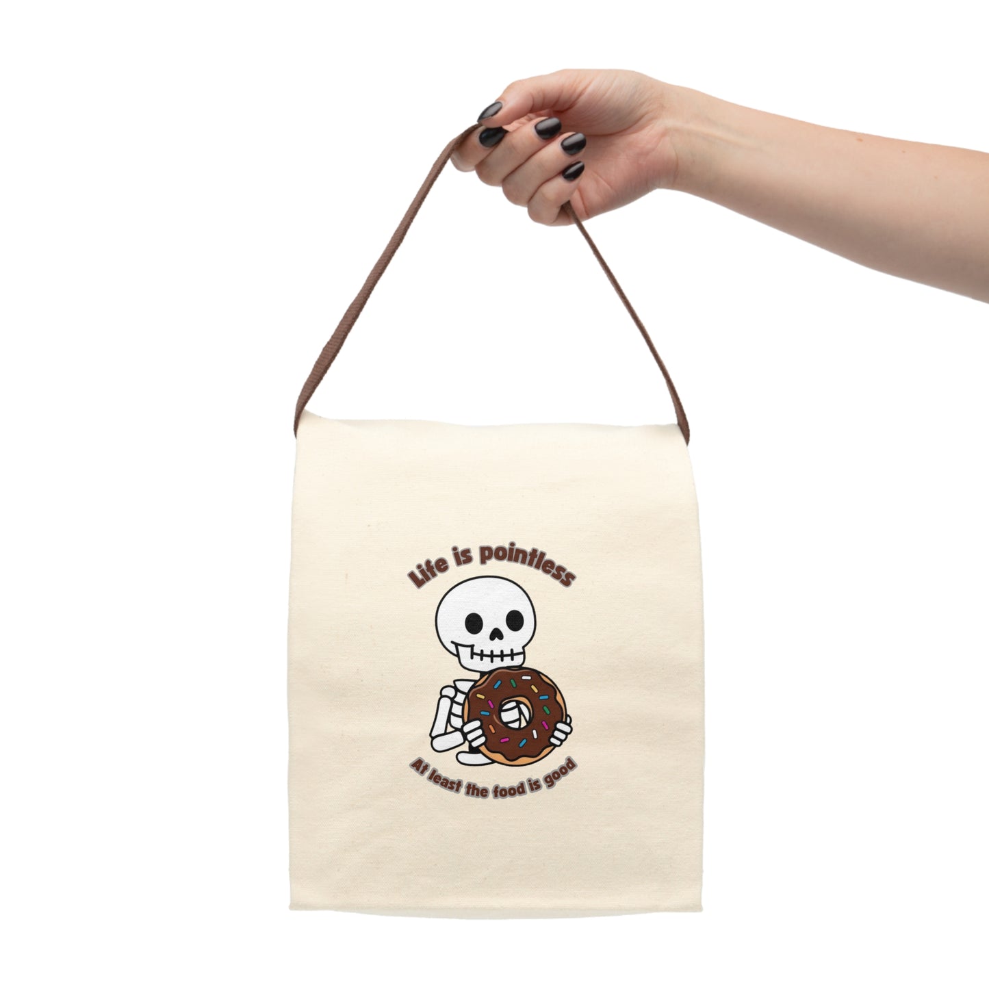 Quirky Canvas Lunch Bag - "Life is Pointless, At Least the Food is Good"