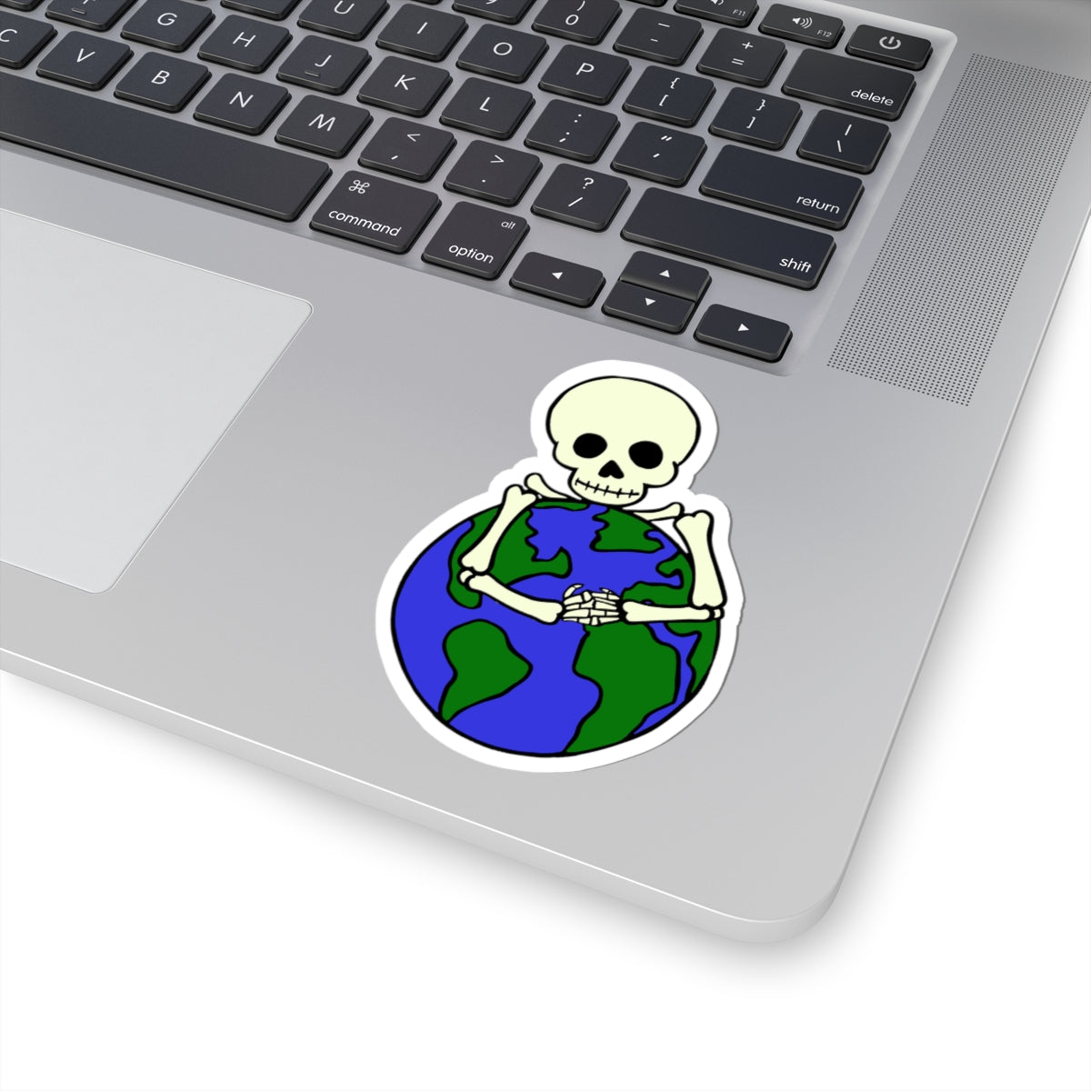 Skeleton Hugging Earth Kiss-Cut Stickers