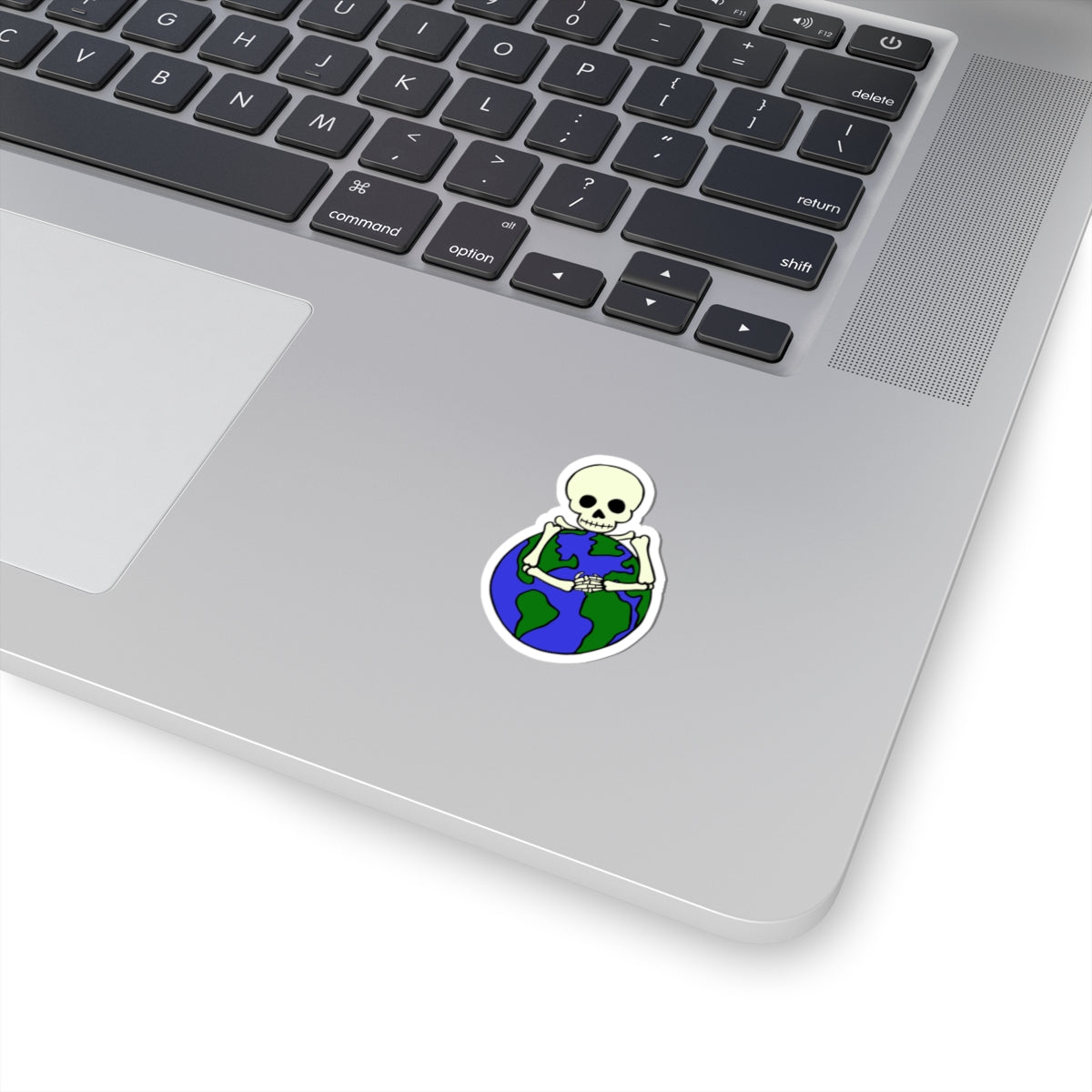 Skeleton Hugging Earth Kiss-Cut Stickers