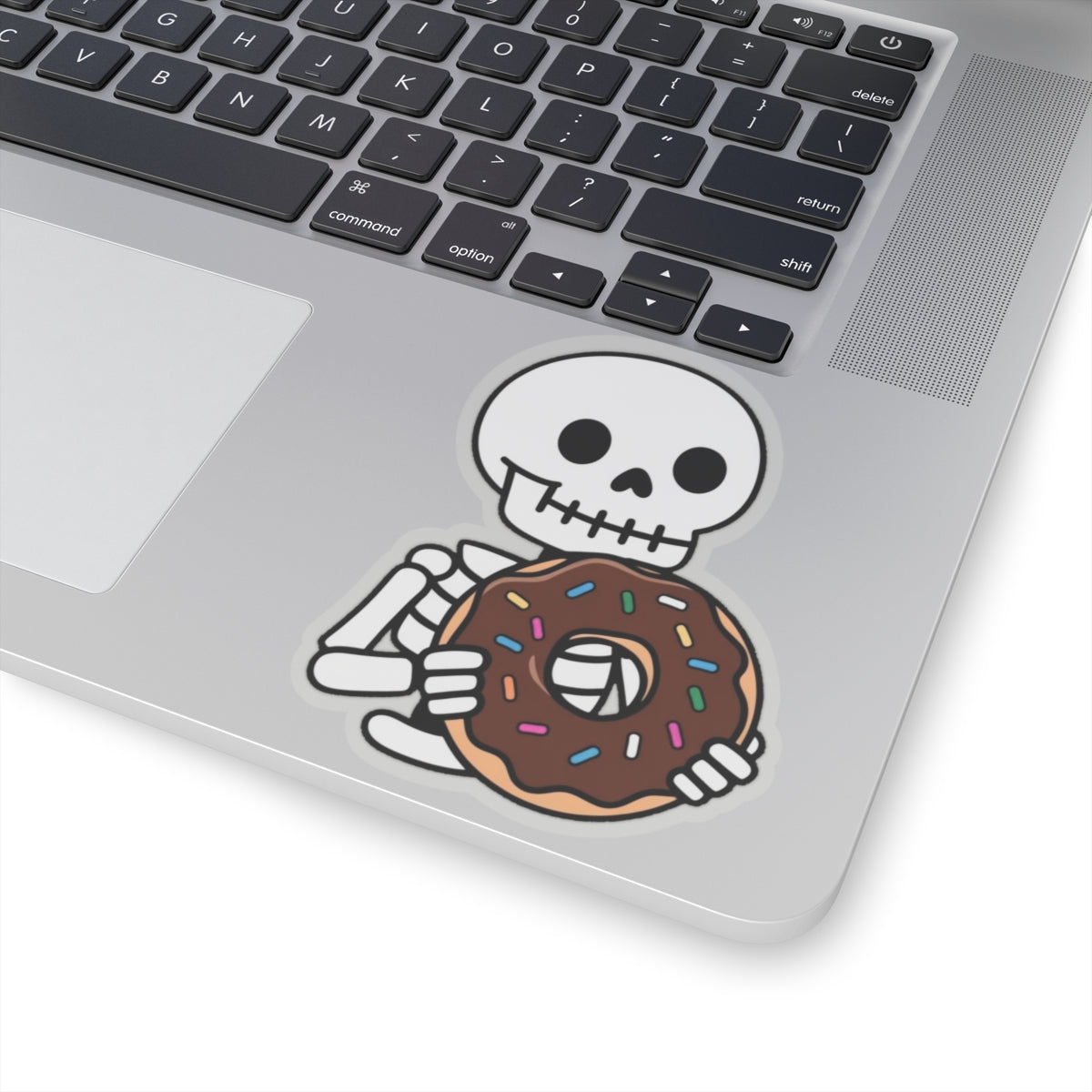 Skeleton with Donut Kiss-Cut Stickers