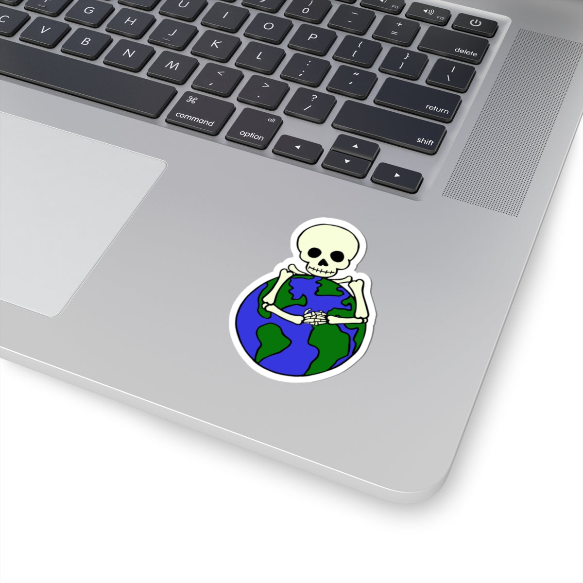 Skeleton Hugging Earth Kiss-Cut Stickers