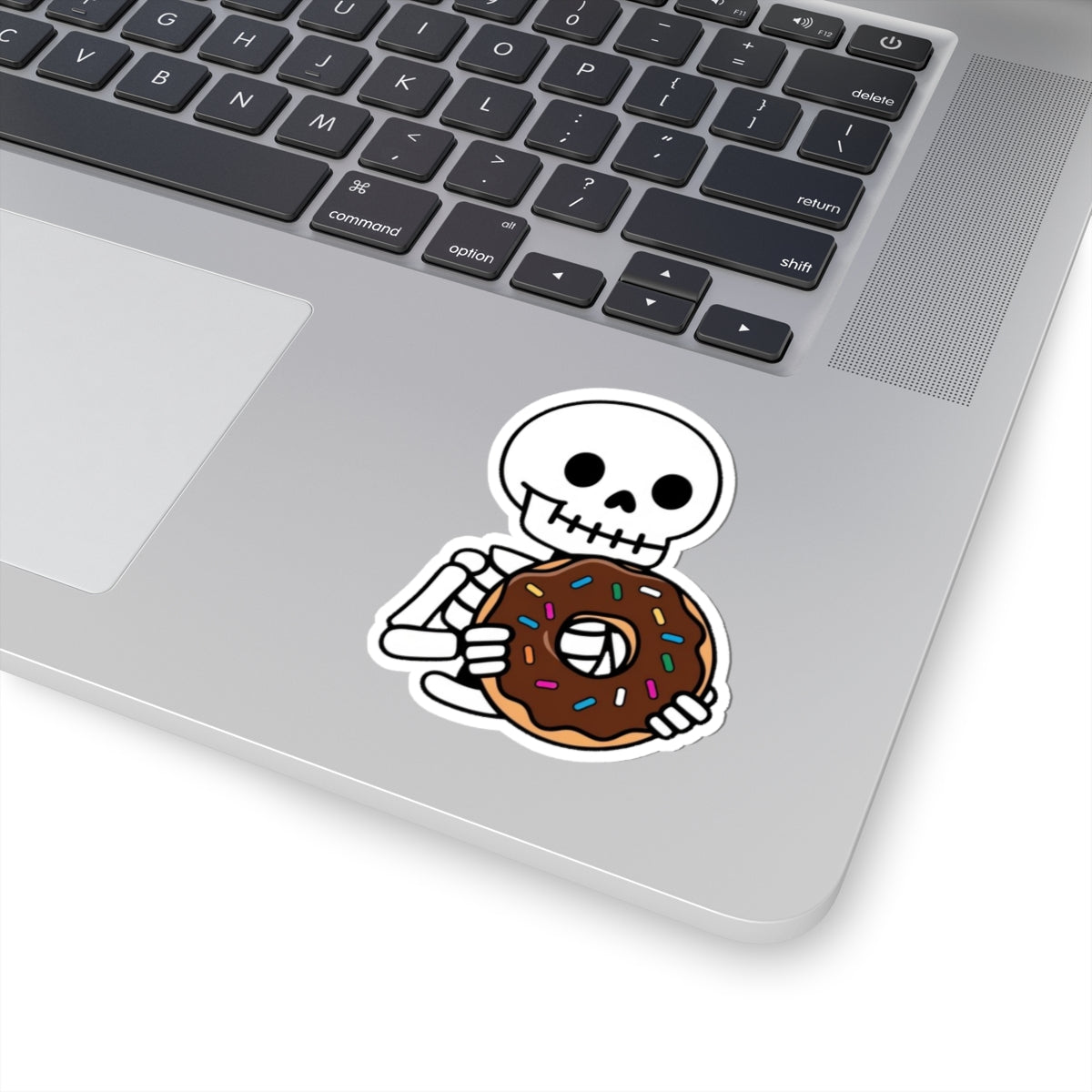 Skeleton with Donut Kiss-Cut Stickers