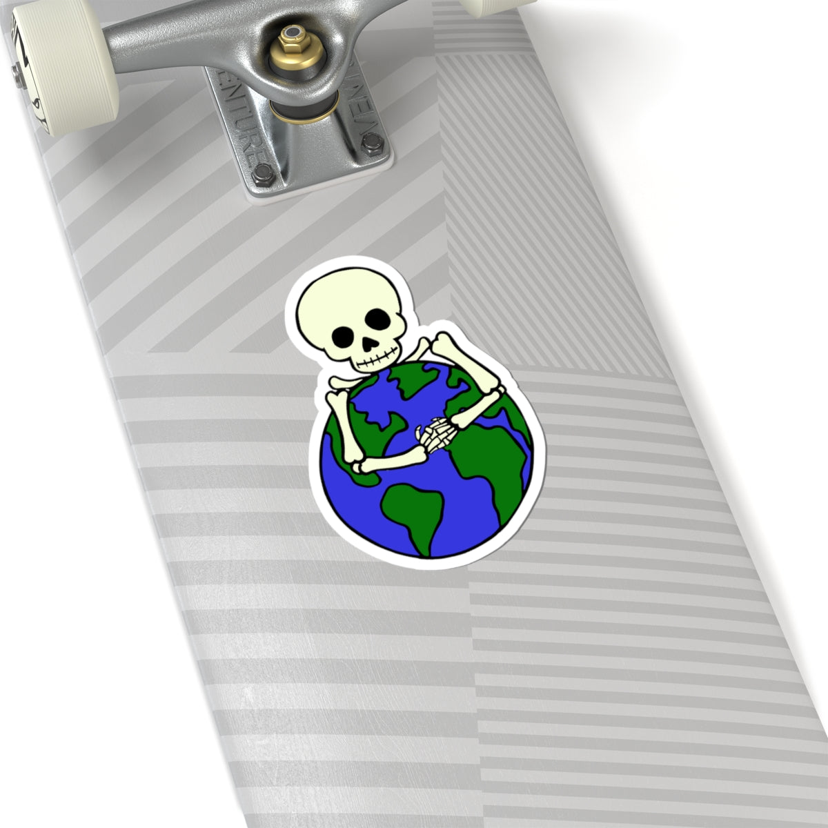 Skeleton Hugging Earth Kiss-Cut Stickers