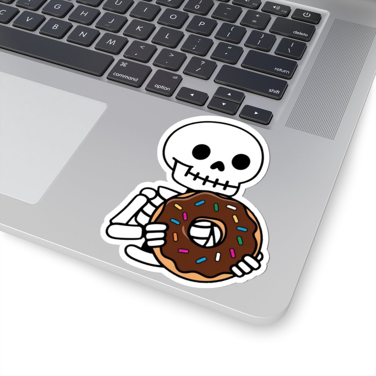 Skeleton with Donut Kiss-Cut Stickers