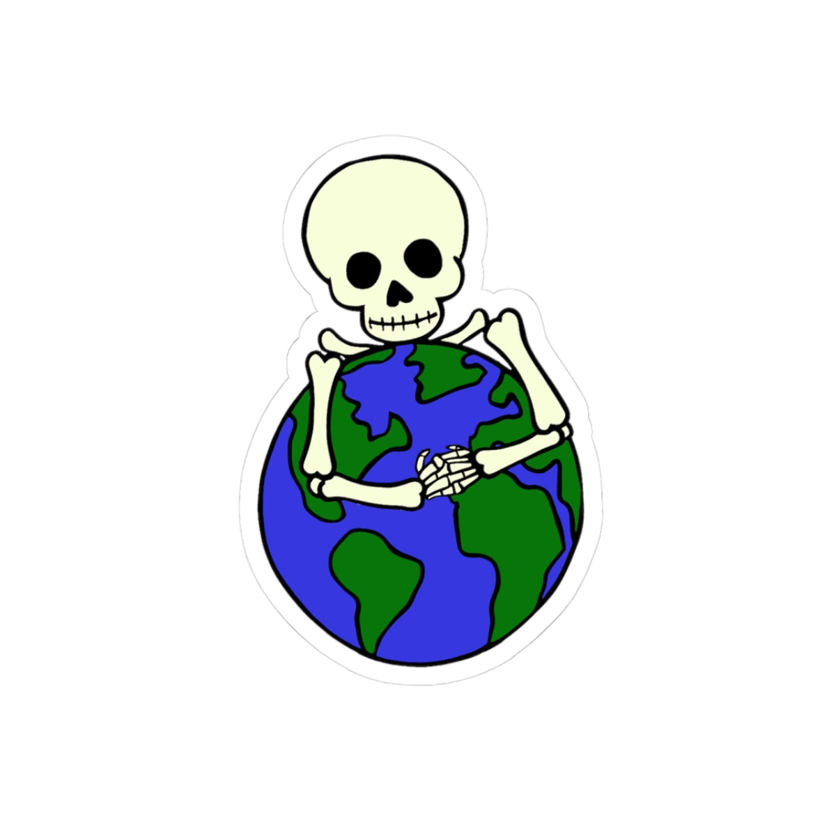 Skeleton Hugging Earth Kiss-Cut Stickers