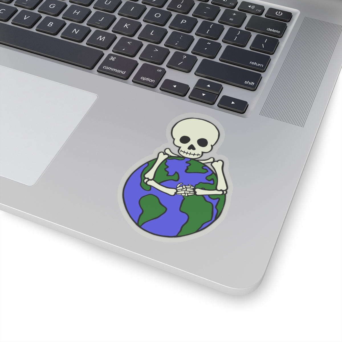 Skeleton Hugging Earth Kiss-Cut Stickers