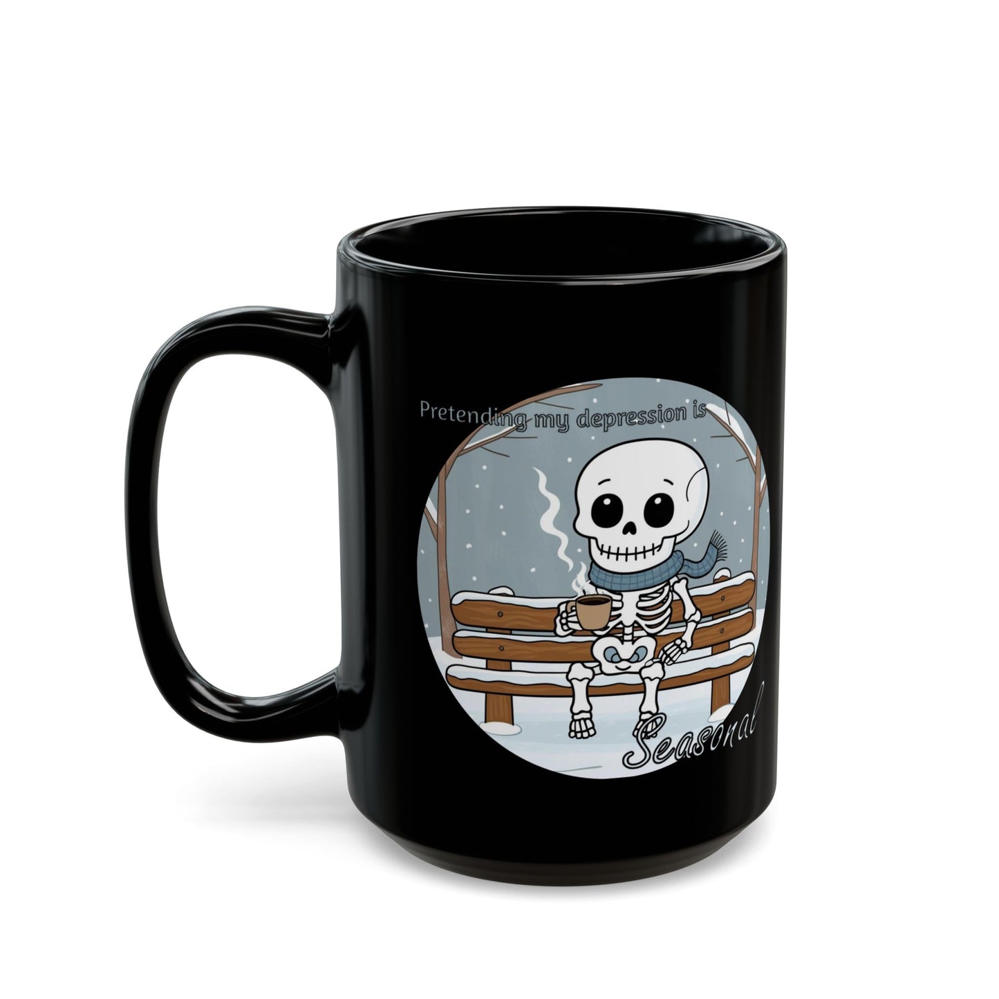 Seasonal black mug,