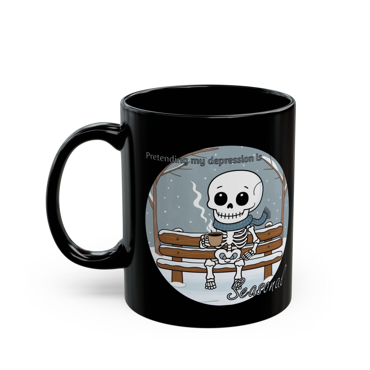 Seasonal black mug,