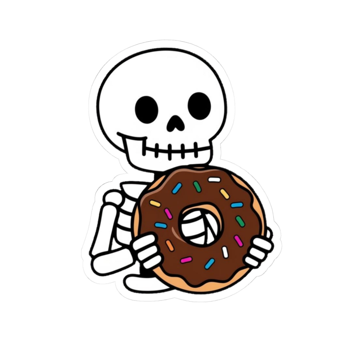 Skeleton with Donut Kiss-Cut Stickers