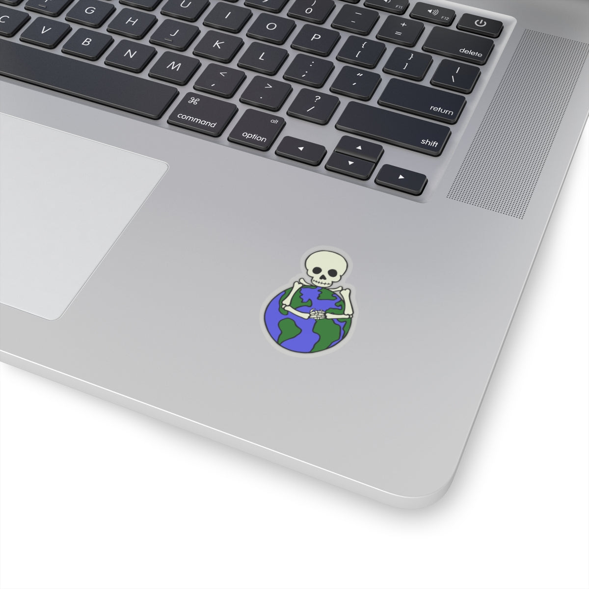 Skeleton Hugging Earth Kiss-Cut Stickers