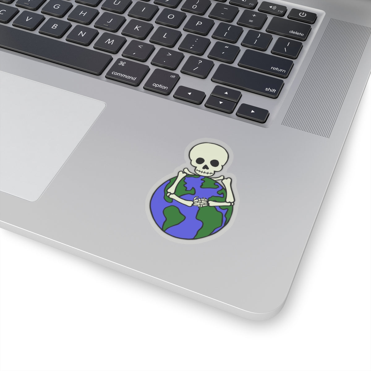 Skeleton Hugging Earth Kiss-Cut Stickers