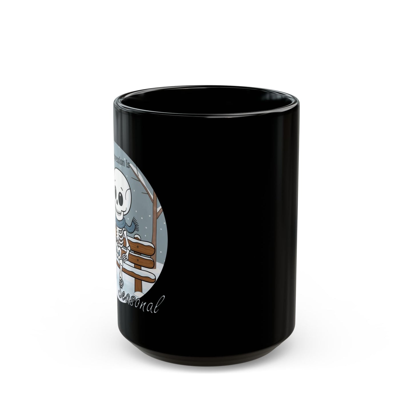 Seasonal black mug,